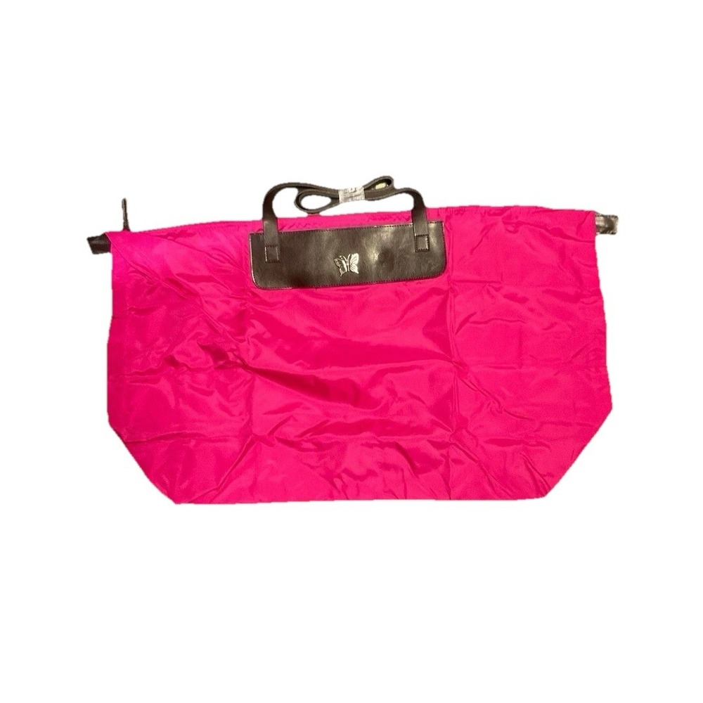 Avon Large Tote Bag Pink Summer Fun Weekender with Butterfly Pendant NEW